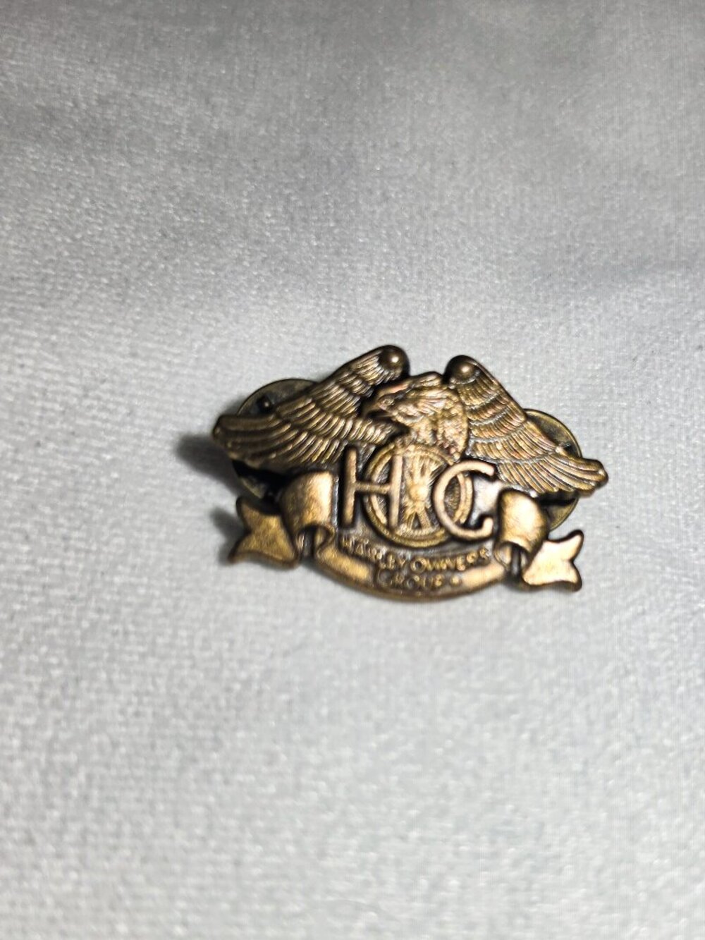 VTG Harley Davidson Brass Eagle Pin HOG Harley Owners Group Pin 1993 Double Post